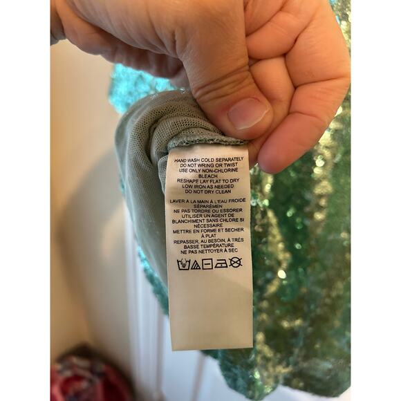 Anthropologie Green Sparkle Short Sleeve Party NYE Top - Picture 4 of 5